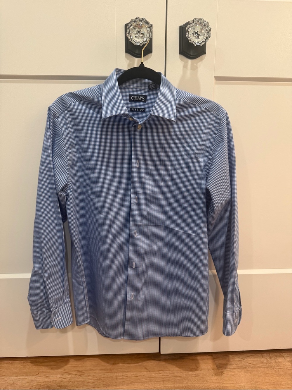 Chaps boys Light Blue Micro-Check Dress Shirt